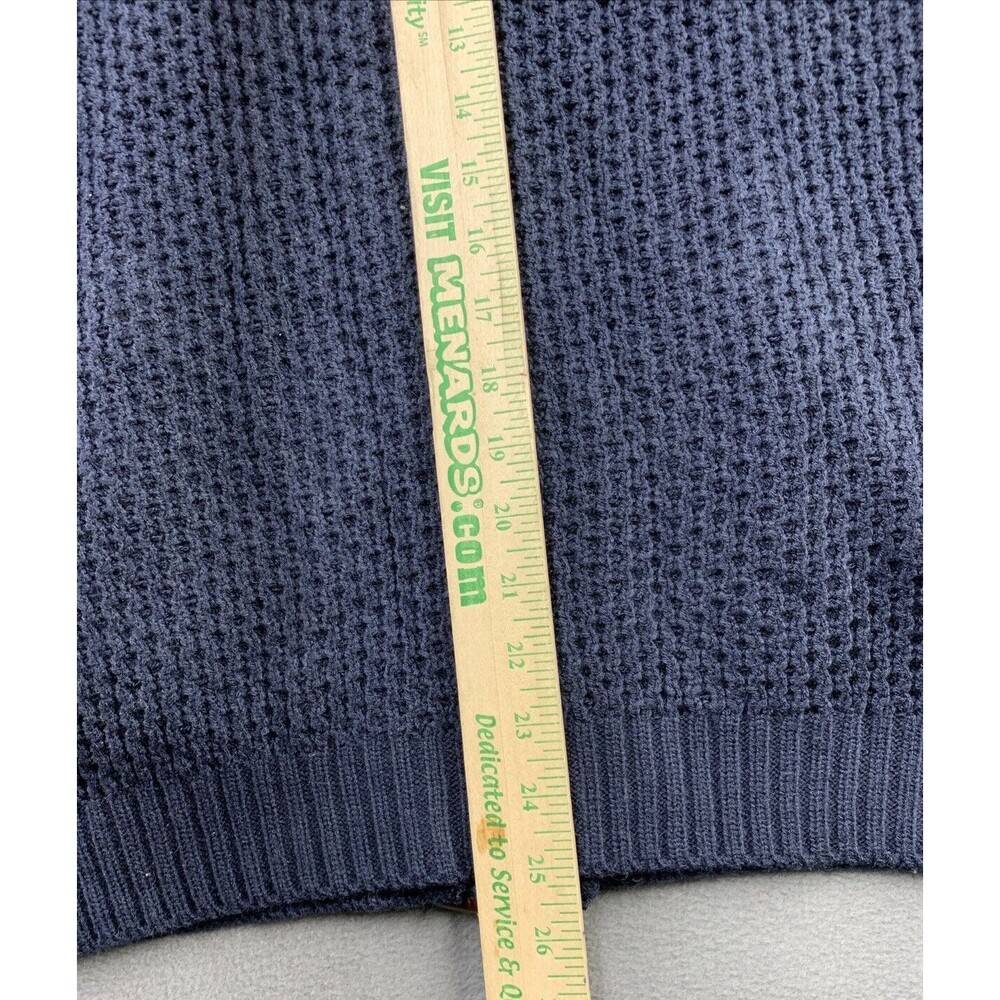 Mock Neck Chunky Knit Sweater Men’s Size L Blue Long Sleeves Pockets Toggles - Picture 6 of 13